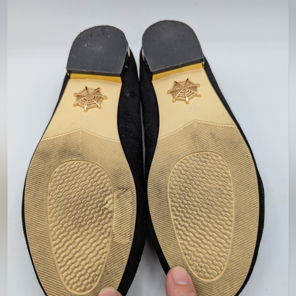 Charlotte Olympia 35 kitty black velvet and gold embroidery loafers - Picture 3 of 10